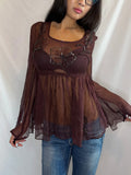 Vintage brown sheer babydoll top