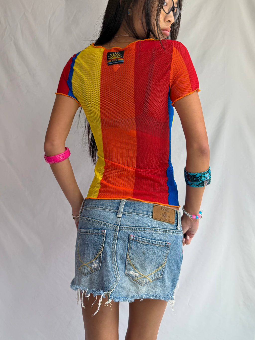 Vintage Dolce Gabbana rainbow mesh top
