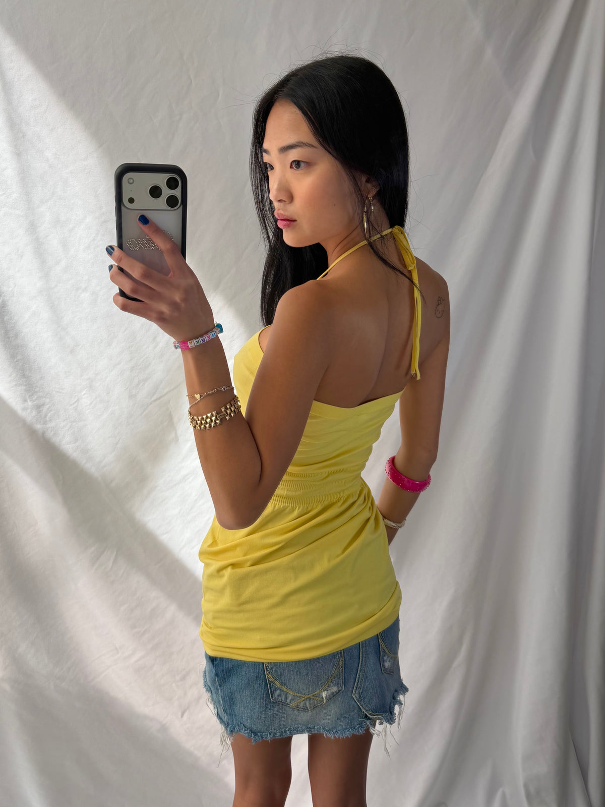 Vintage yellow lace halter top