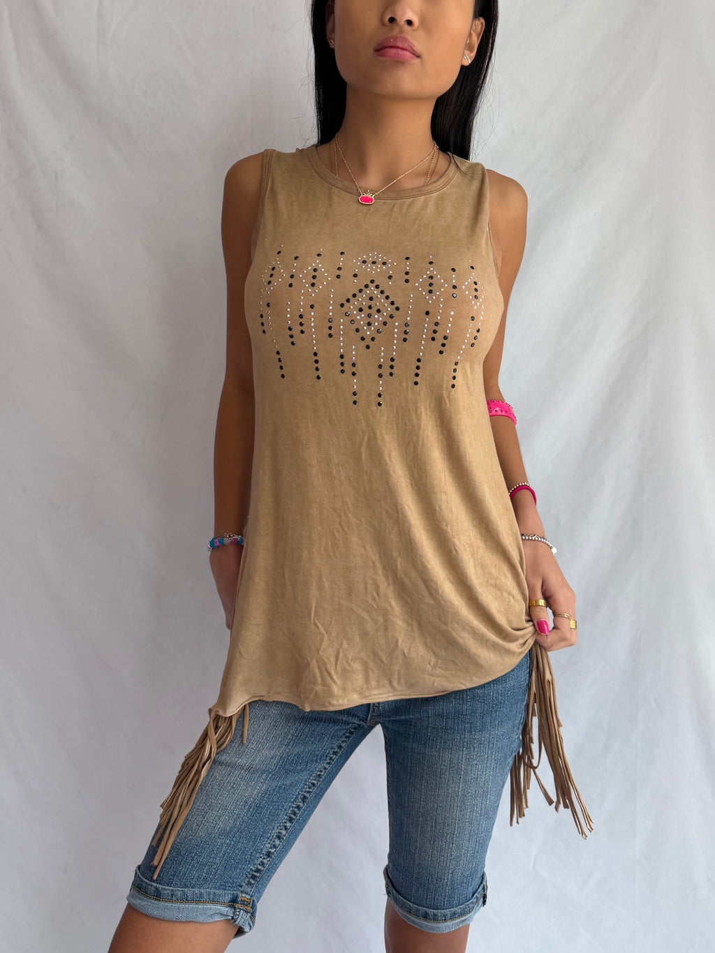 vintage fringe tank top ✶⋆.˚