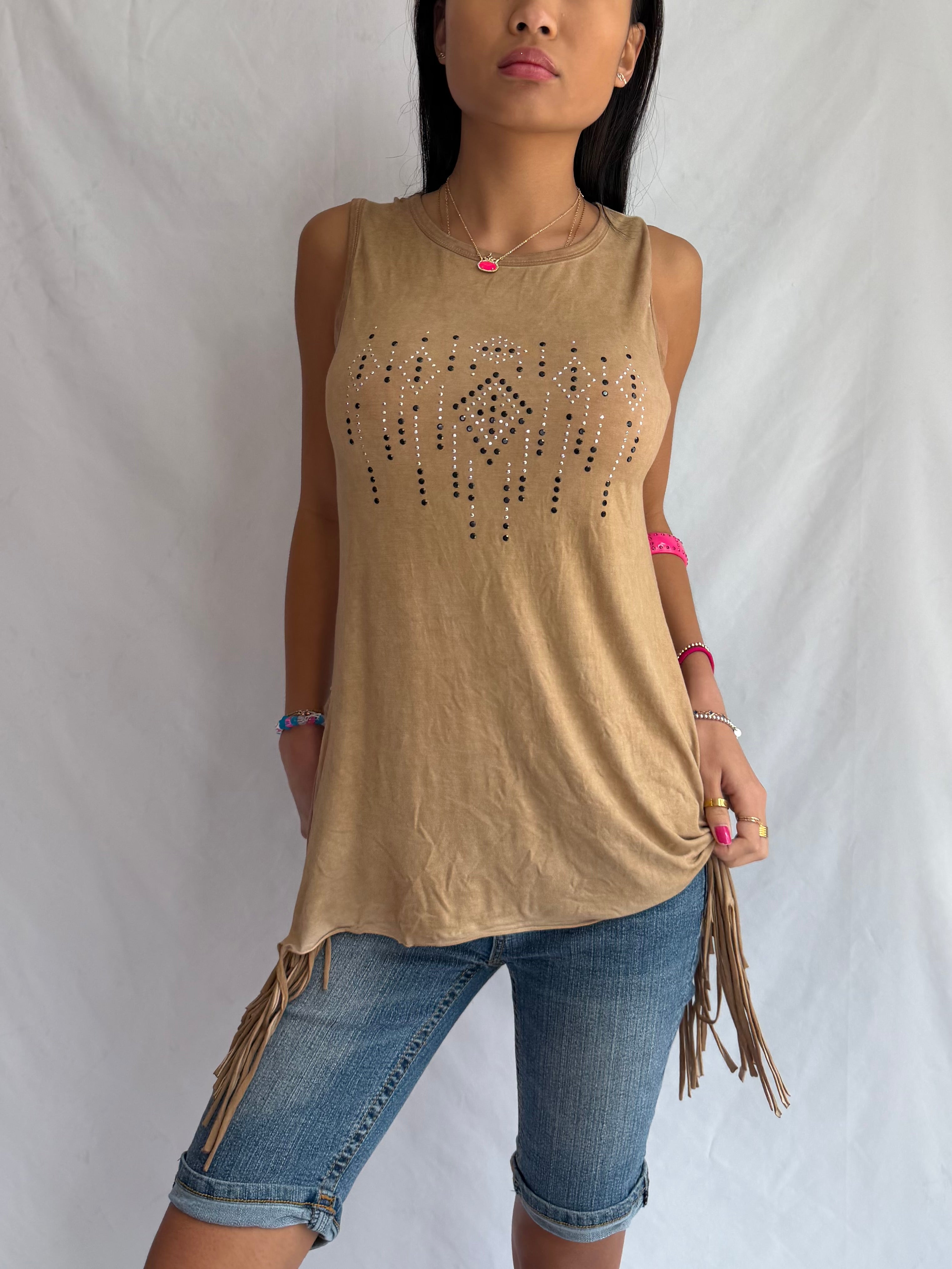 vintage fringe tank top ✶⋆.˚