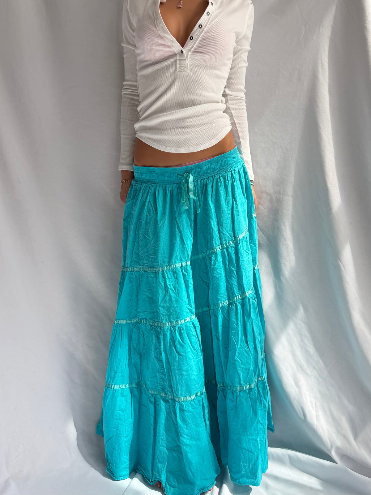 Vintage teal fairy maxi skirt