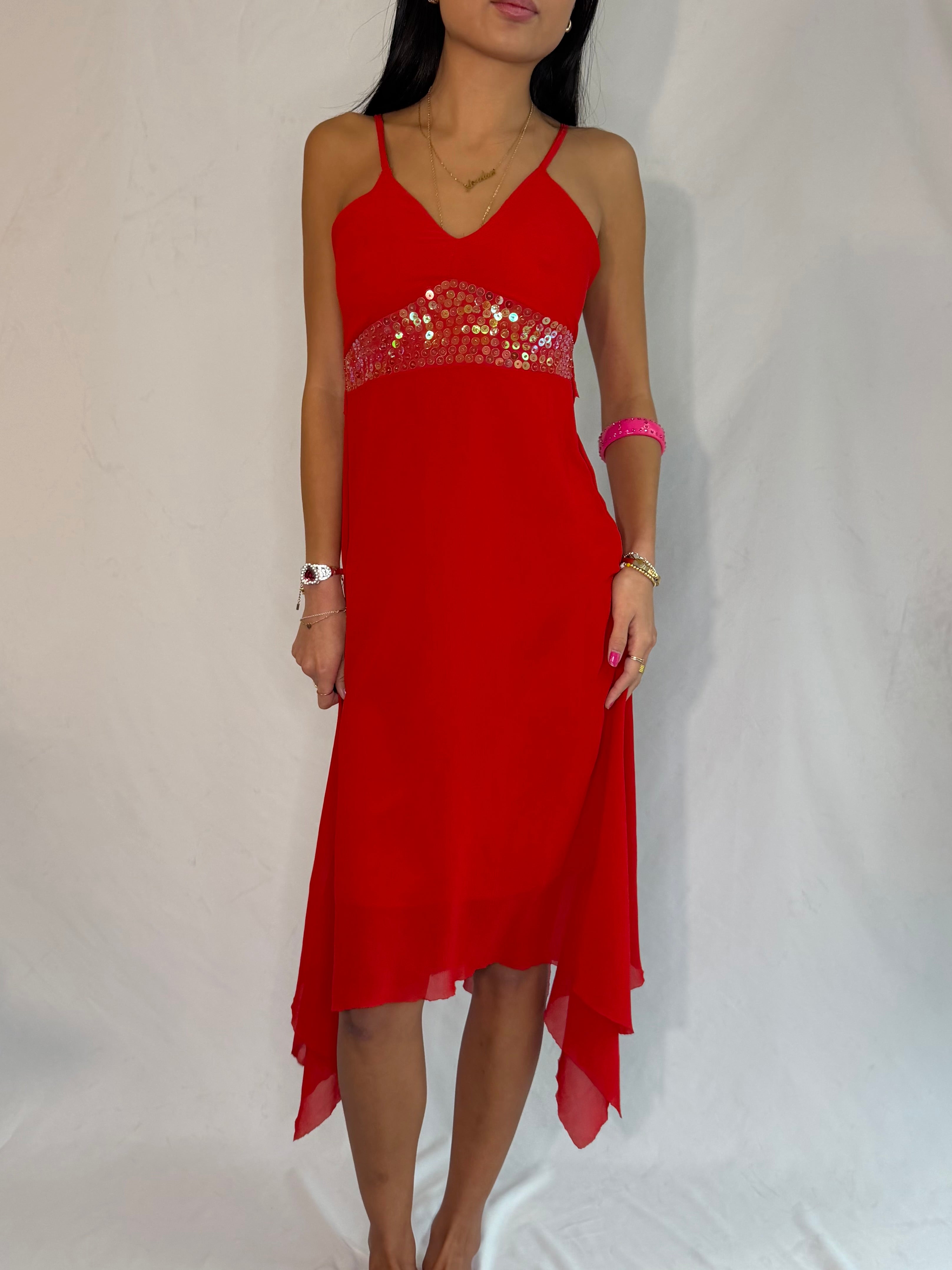 vintage red fairy midi dress ‧₊ ♪˚⊹