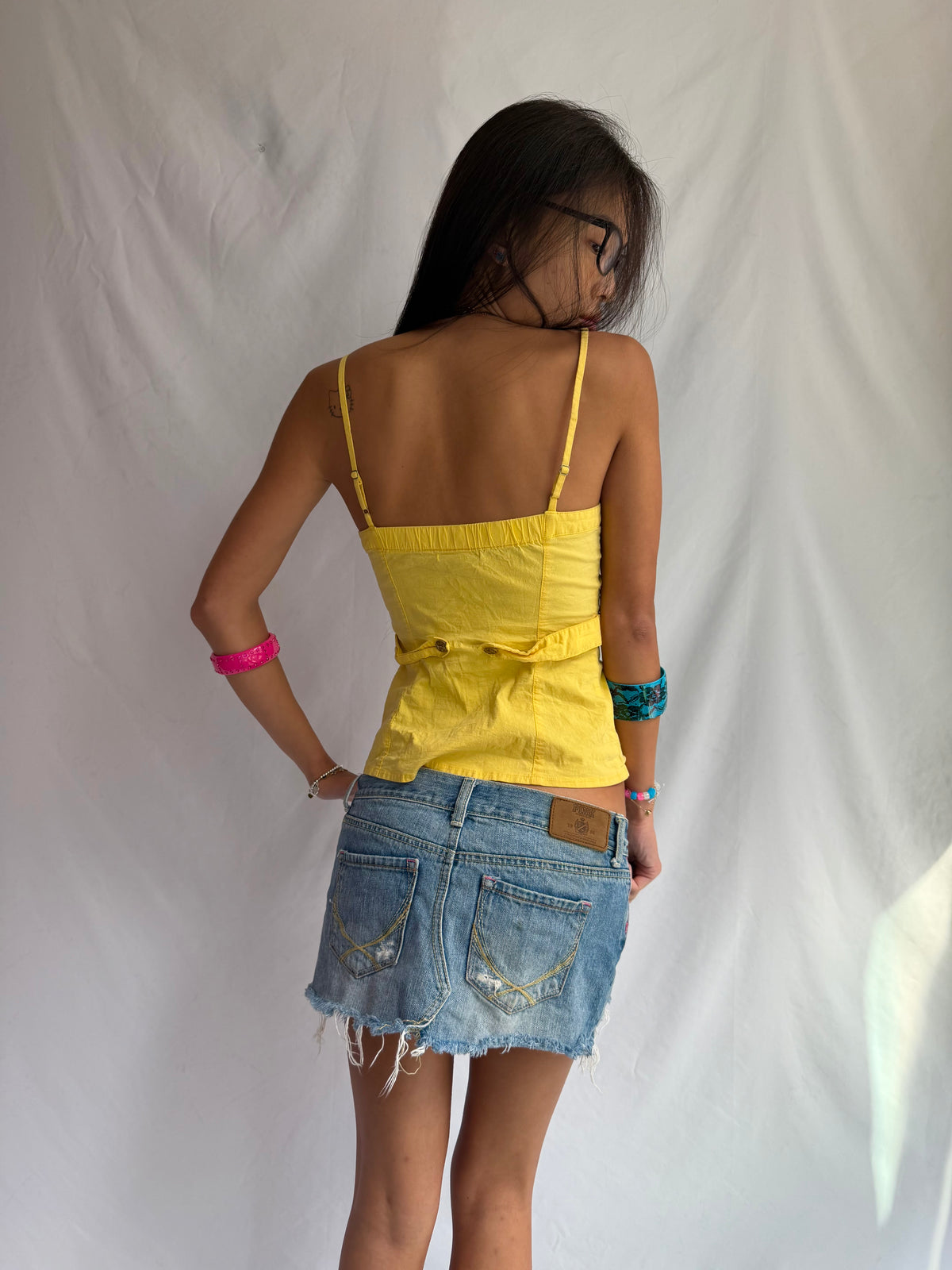 Vintage yellow corset tank top