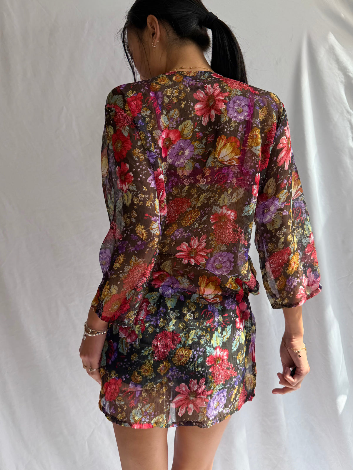 Vintage cinched floral mini dress