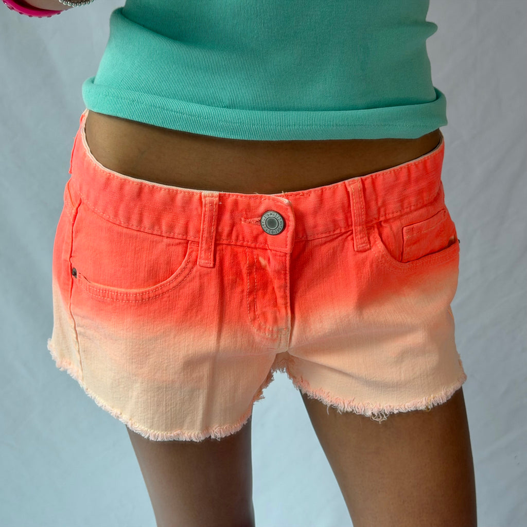 2016 neon orange ombre low rise denim shorts ˚˖𓍢ִ໋❀