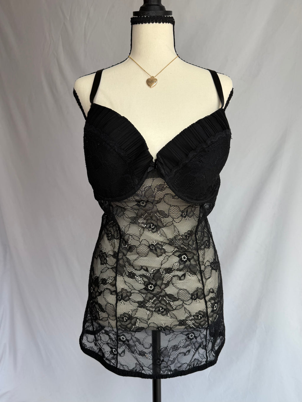 vintage black lace babydoll dress ♡