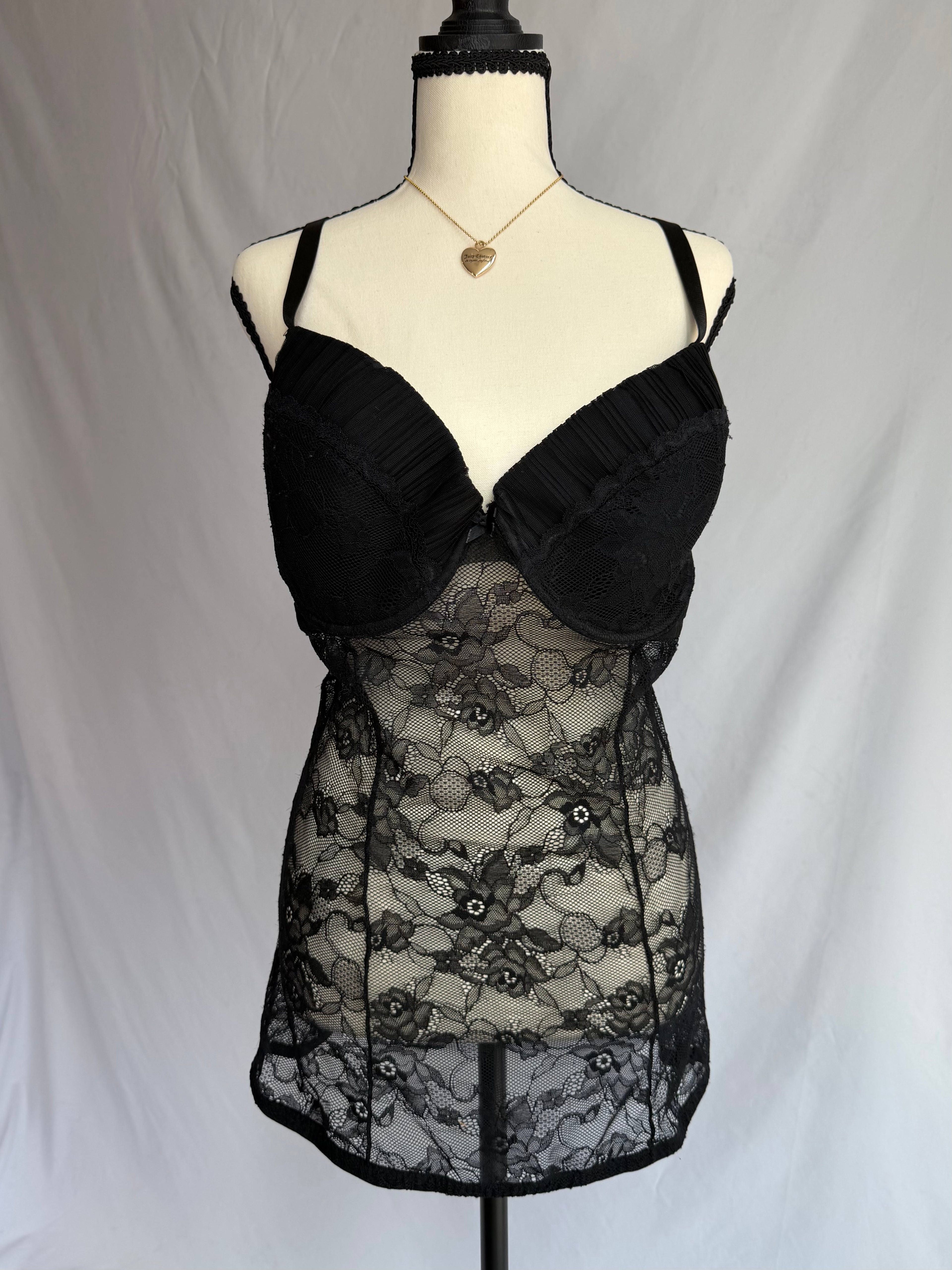 vintage black lace babydoll dress ♡