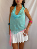 Vintage aqua sheer fairy halter top