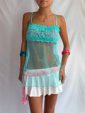 Vintage teal lace babydoll cami