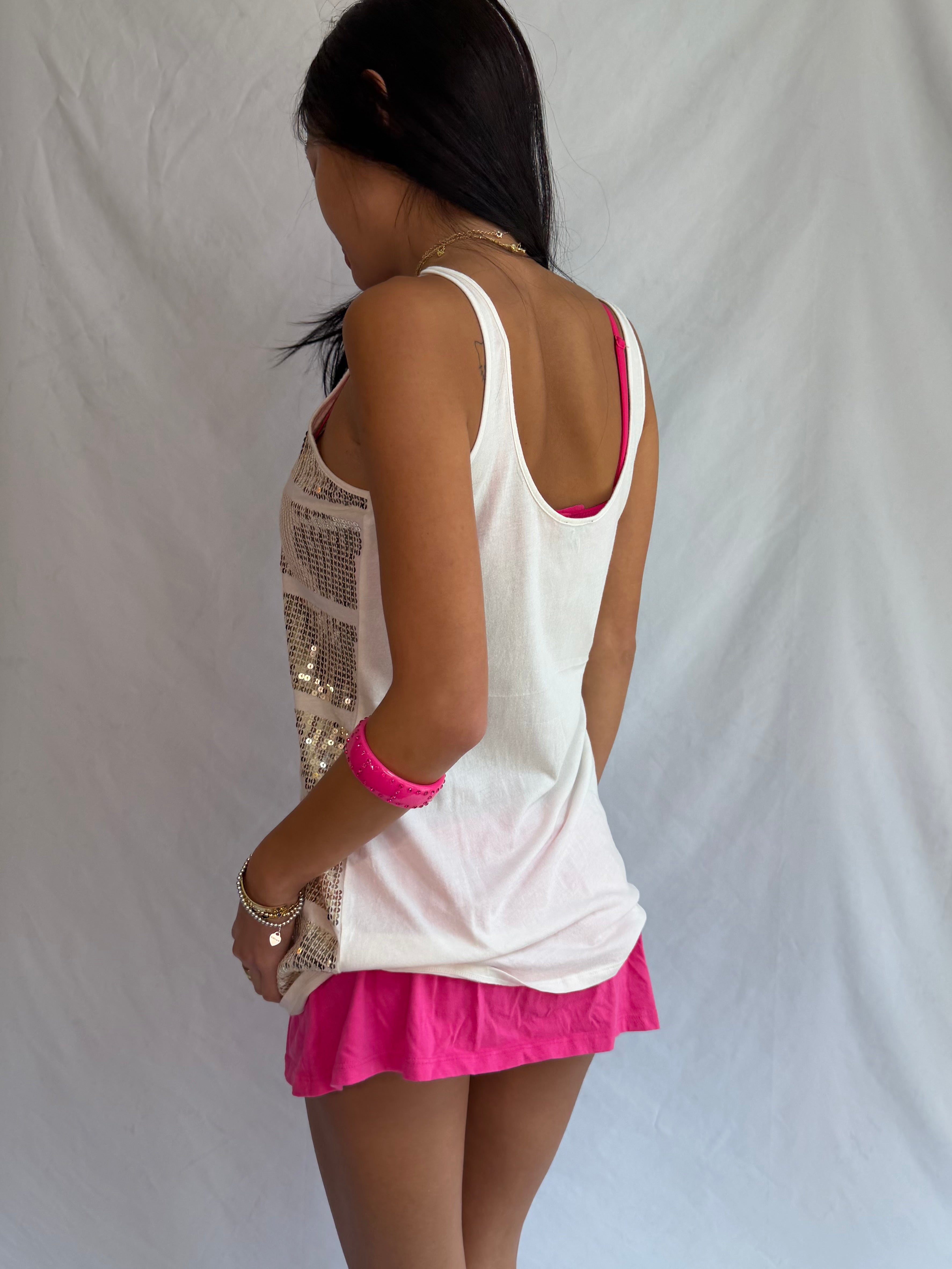 vintage gold sequin tank top ₊˚⊹⋆