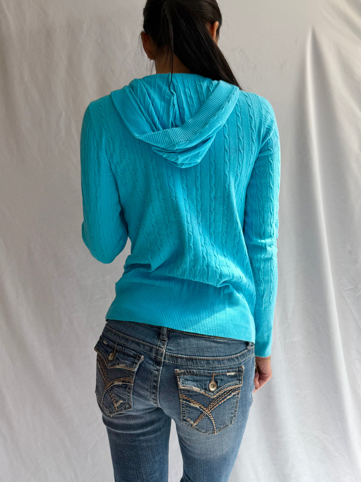 Vintage blue fitted sweater hoodie