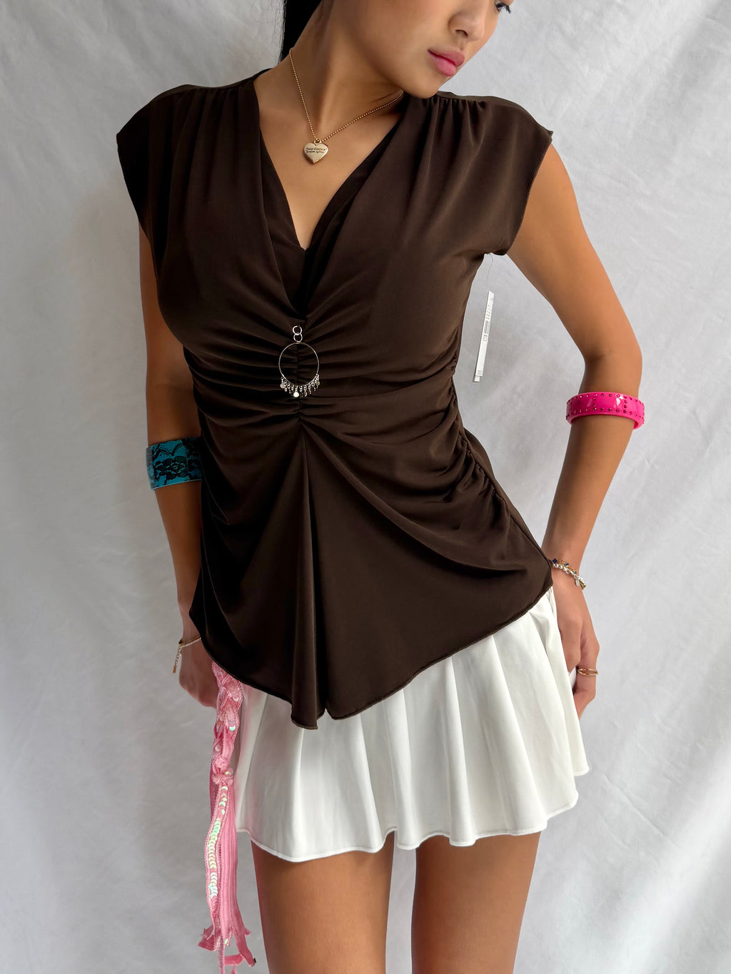 Vintage brown ruched top
