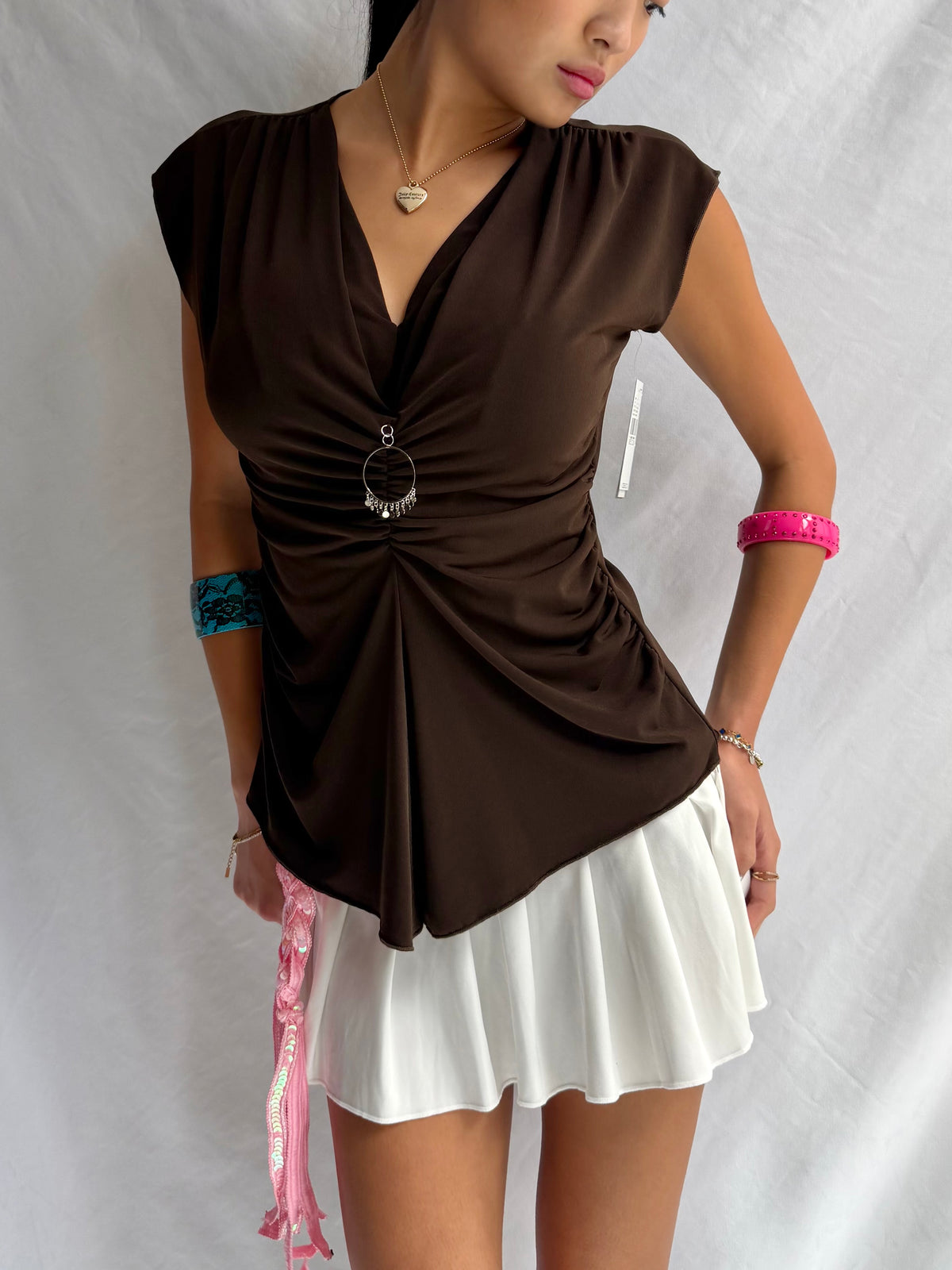 Vintage brown ruched top