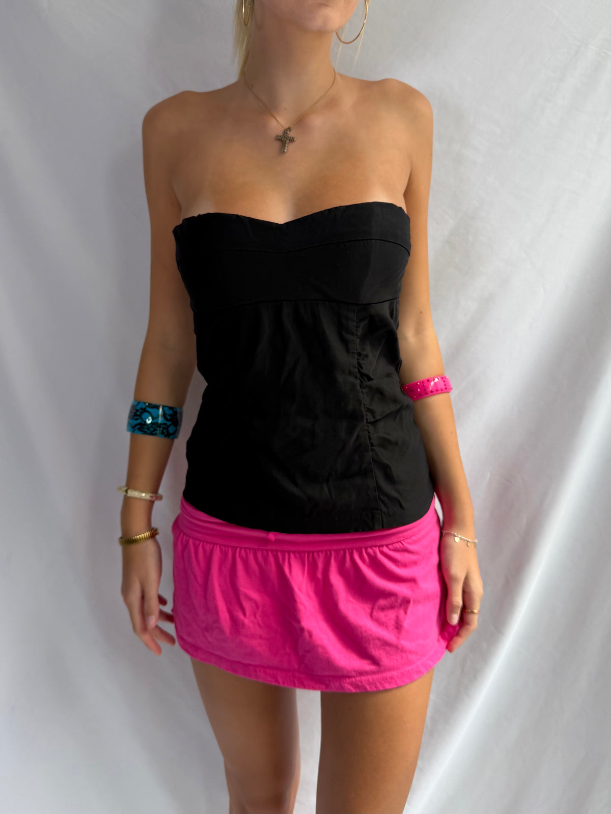 Vintage black corset strapless top