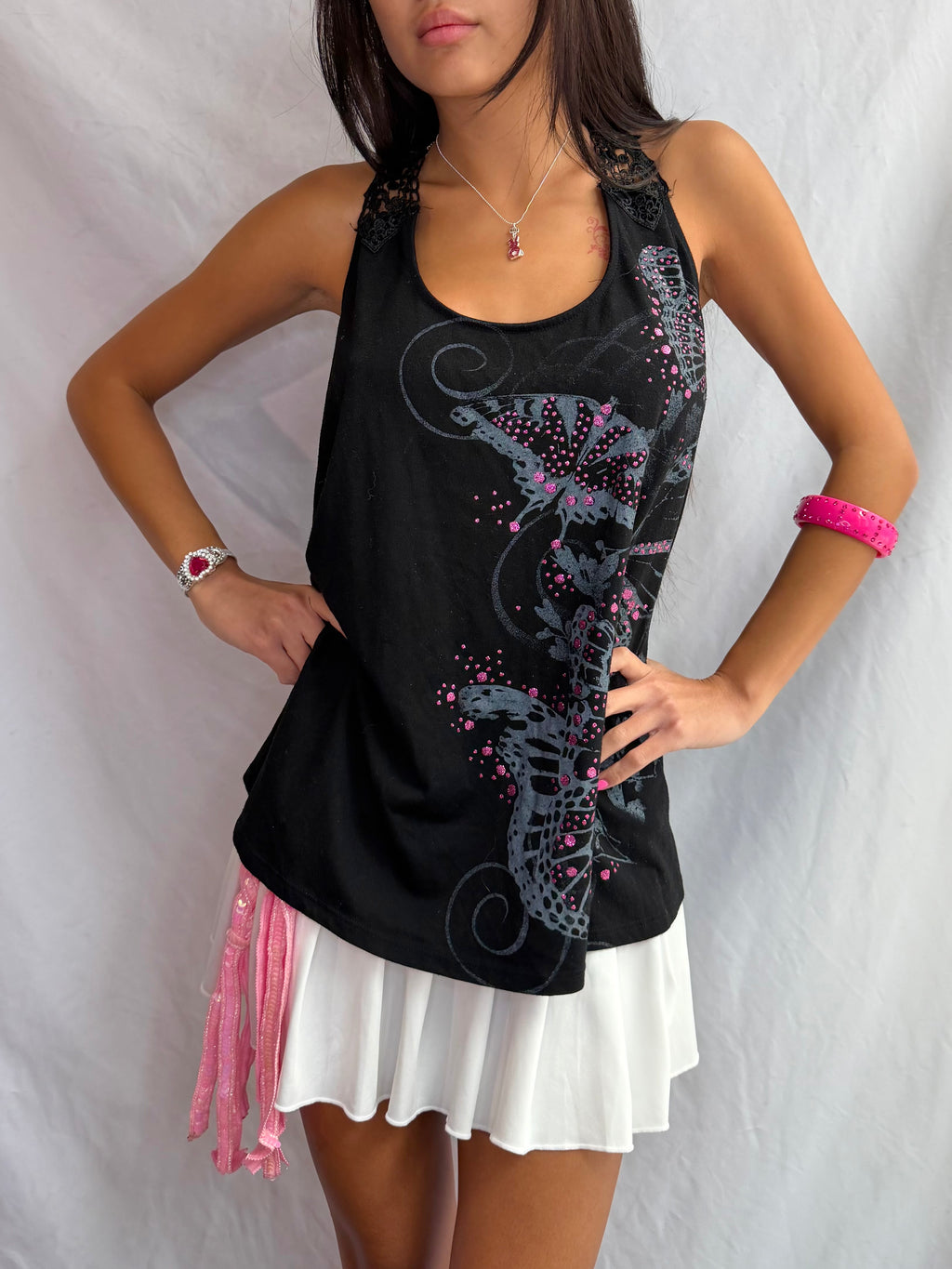 Vintage sparkle butterfly tank top