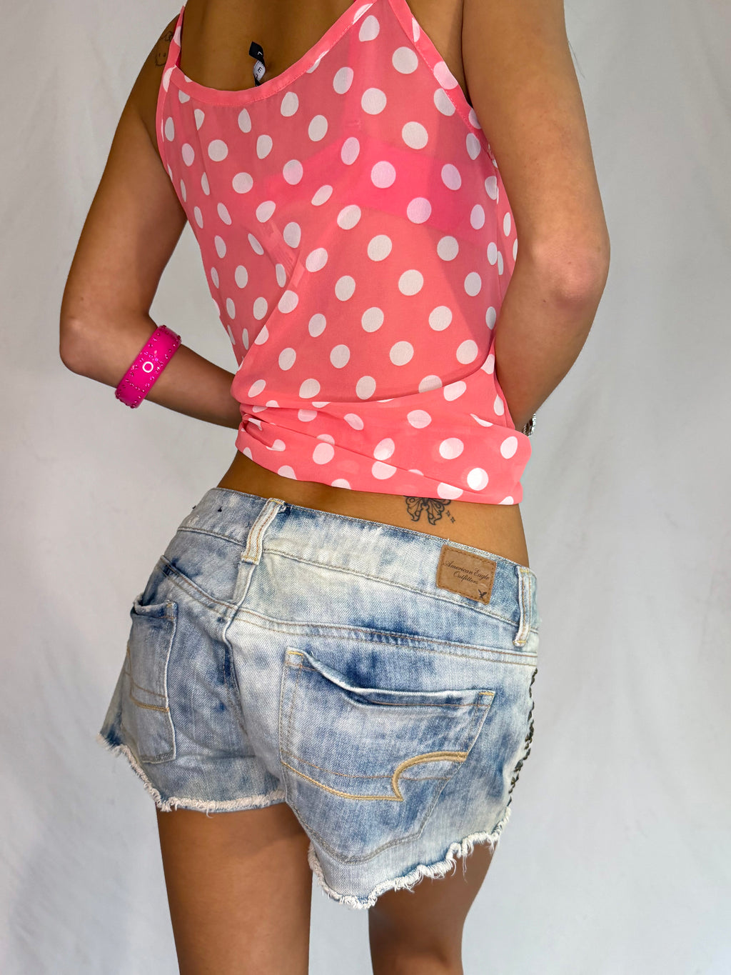 vintage American Eagle stud low rise denim shorts ⋆˚࿔
