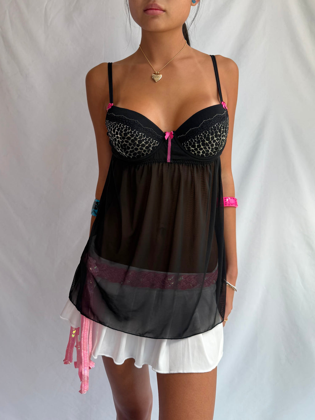 Vintage cheetah print babydoll cami top