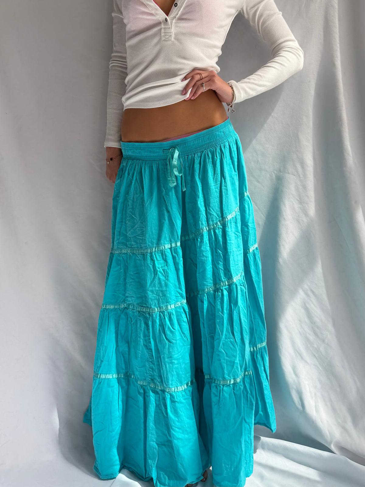 Vintage teal fairy maxi skirt