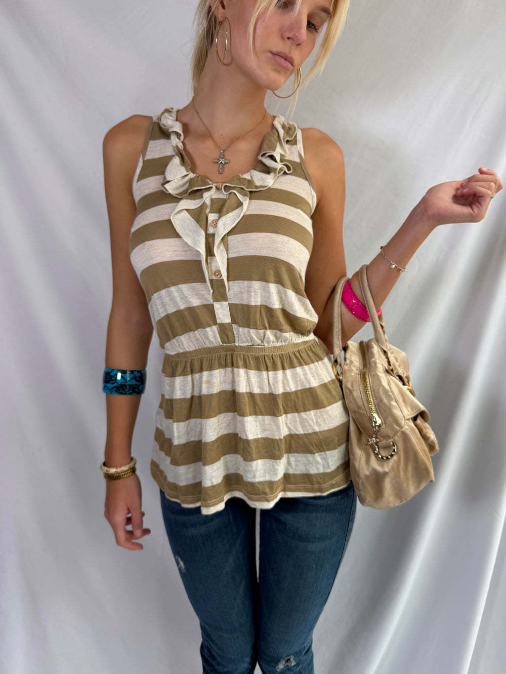 Vintage striped babydoll tank top