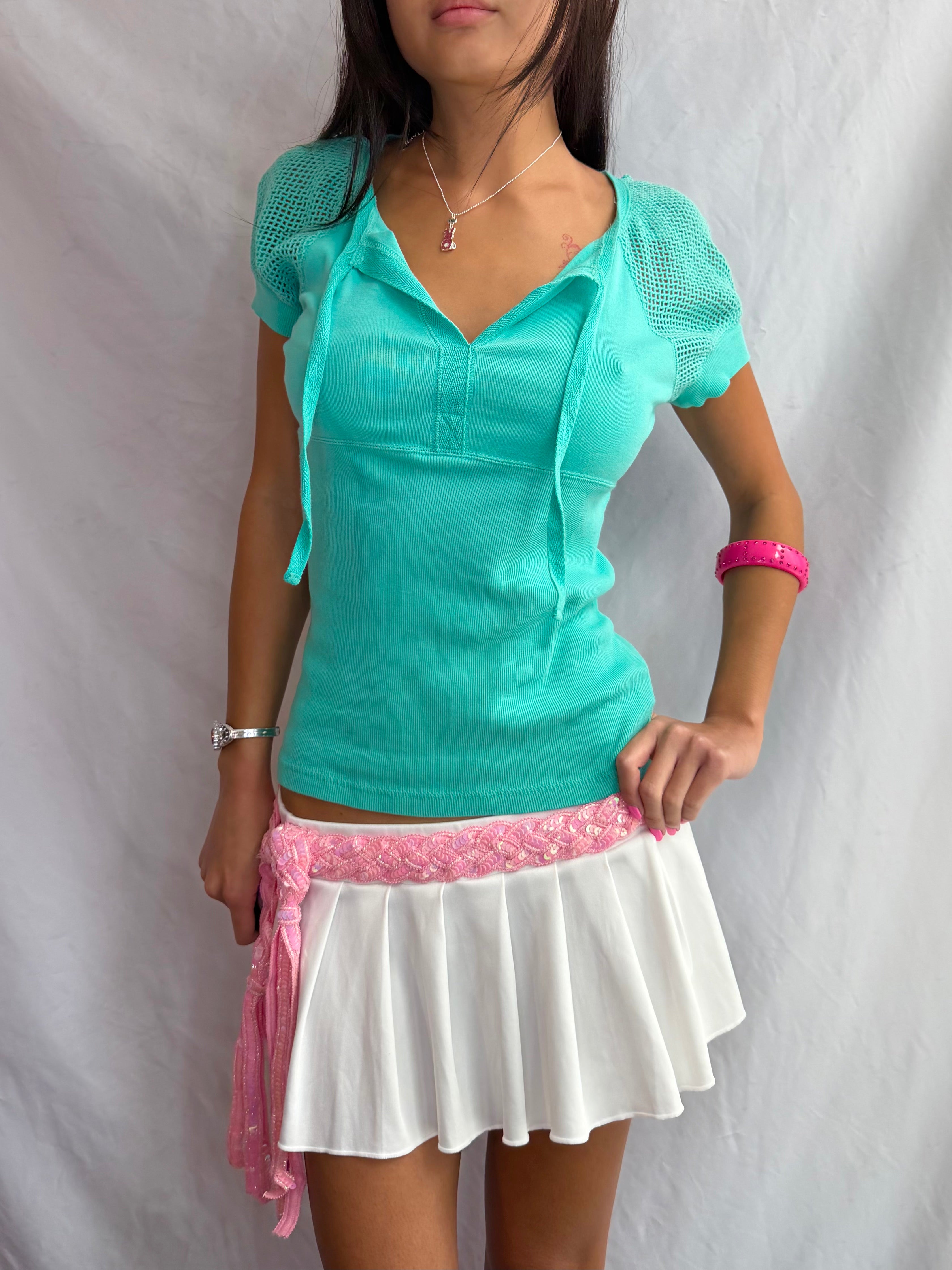 Vintage teal babydoll top