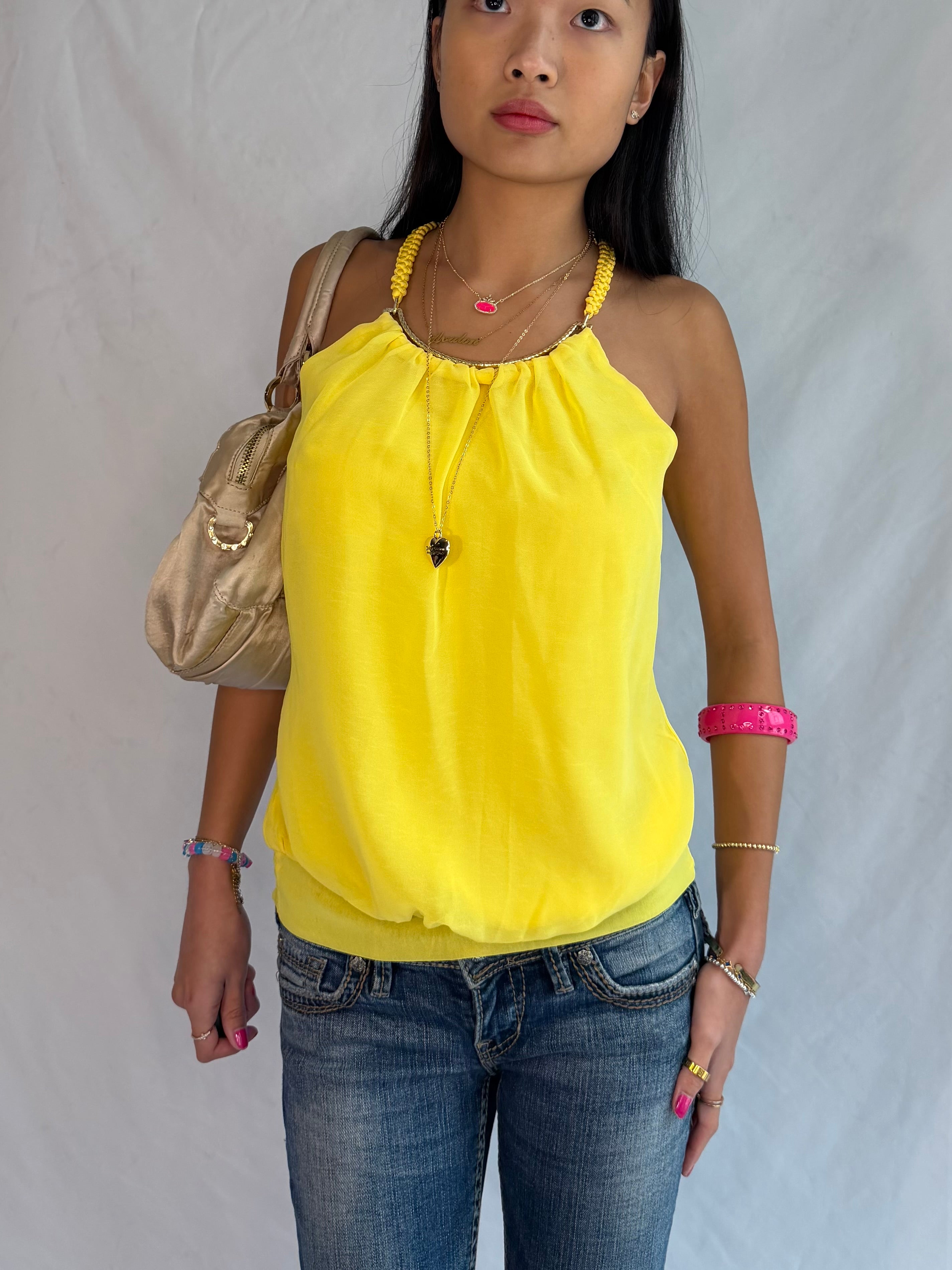 vintage yellow halter top ⋆. 𐙚 ˚