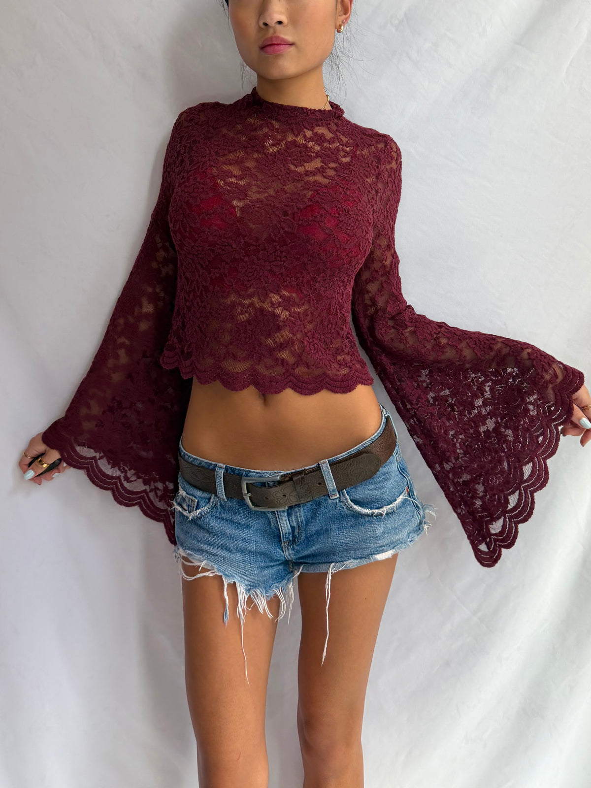 Vintage garnet lace long sleeve