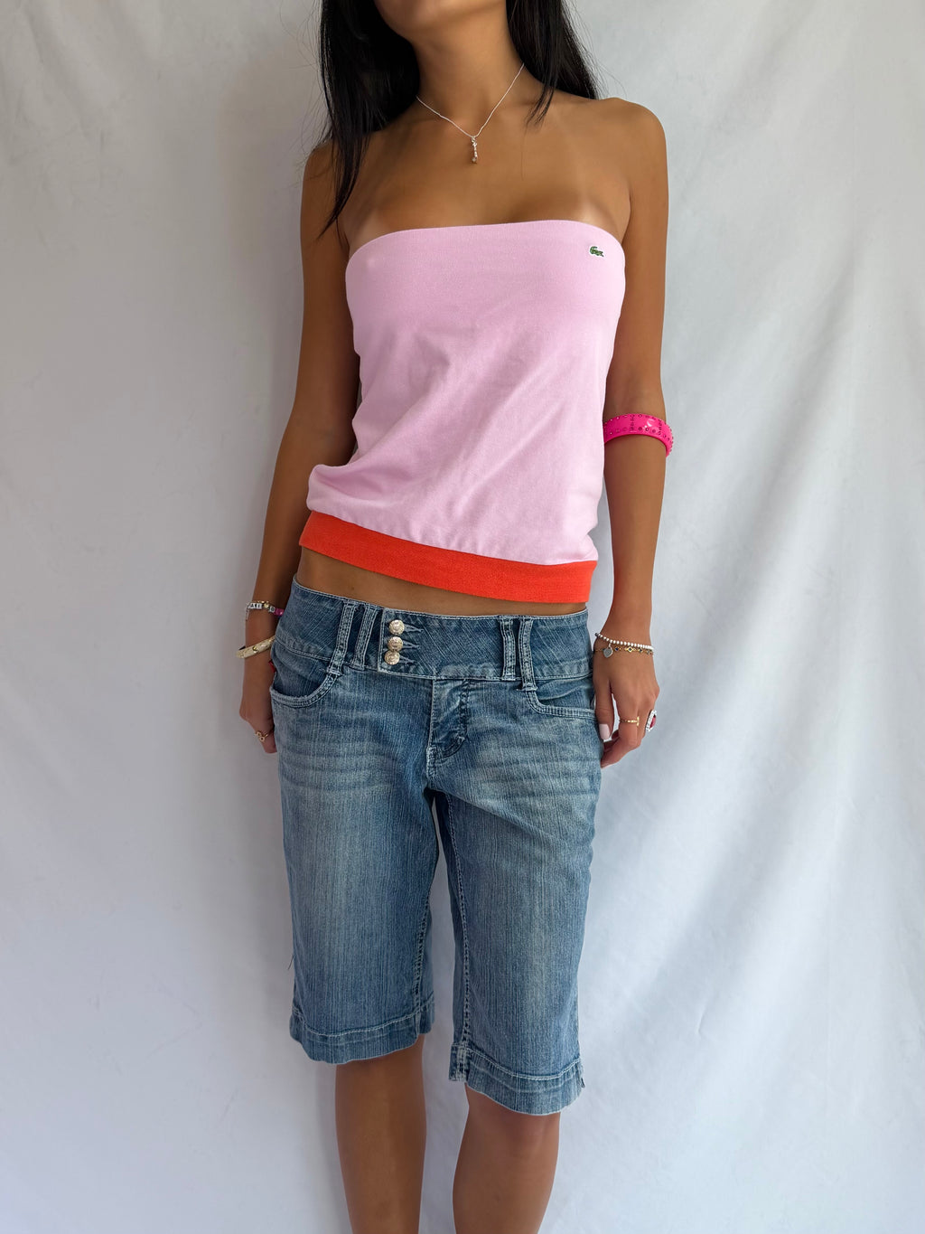 Vintage blue denim capris shorts