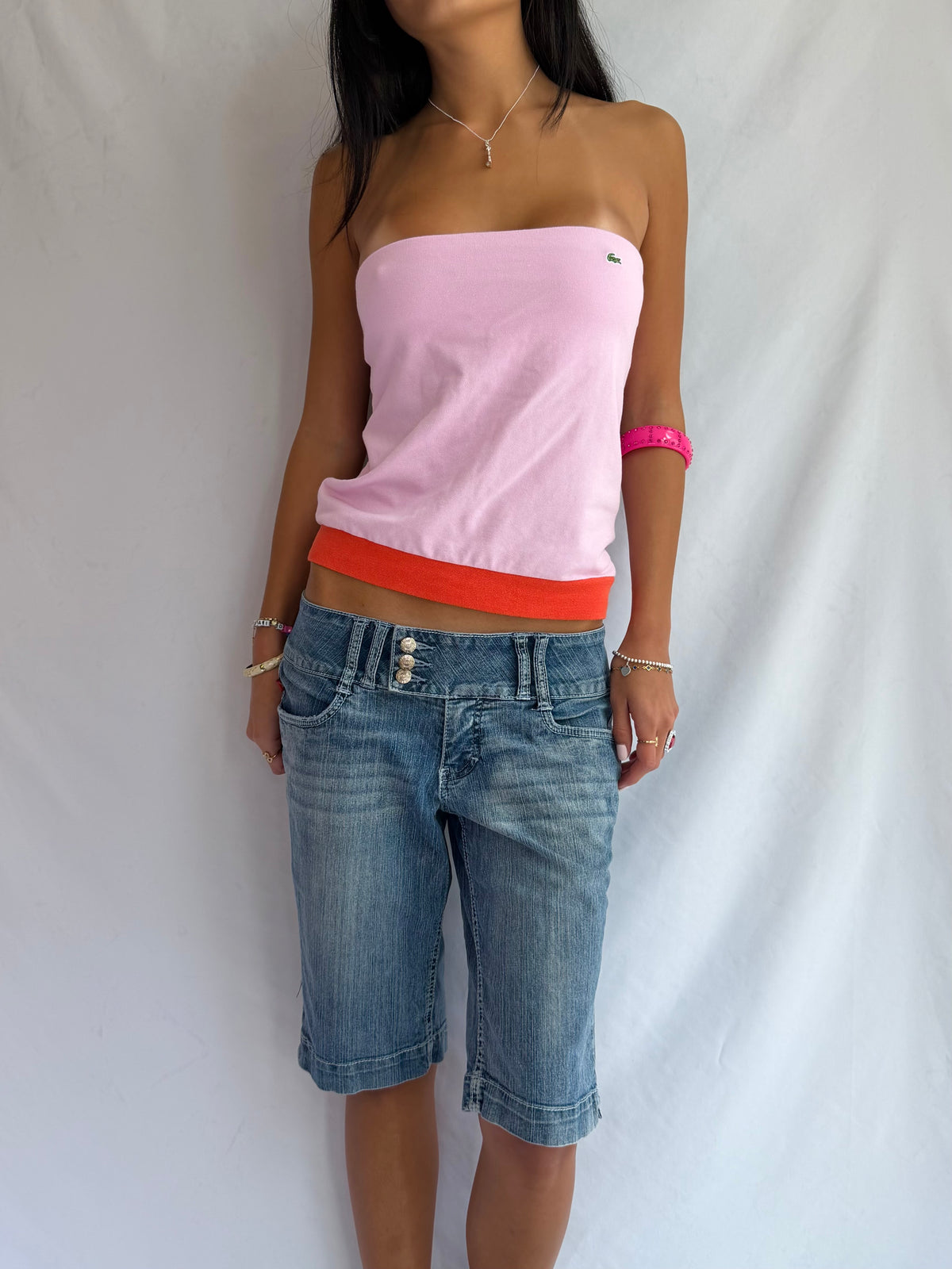 Vintage blue denim capris shorts