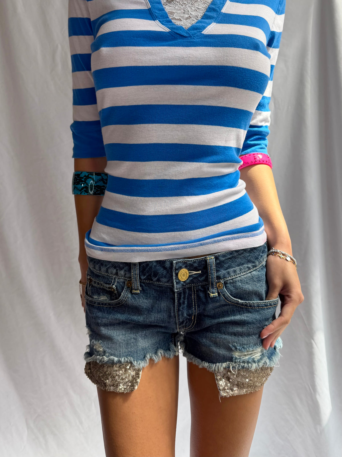 Vintage American Eagle sequin denim shorts