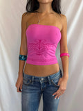 Vintage hot pink floral tube top