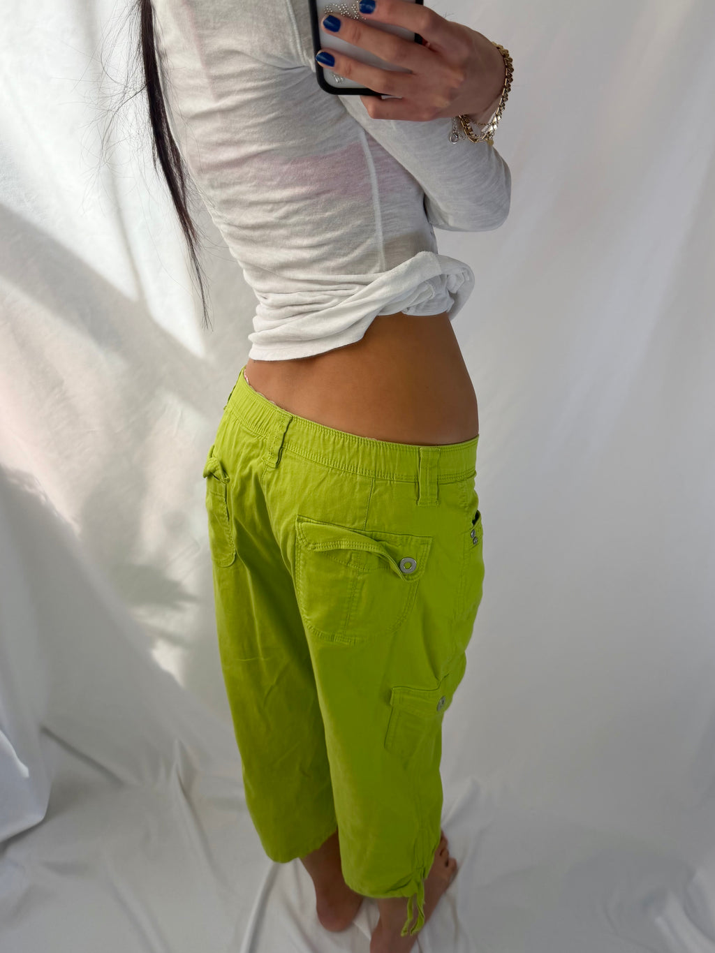 Vintage lime green capris cargo pants