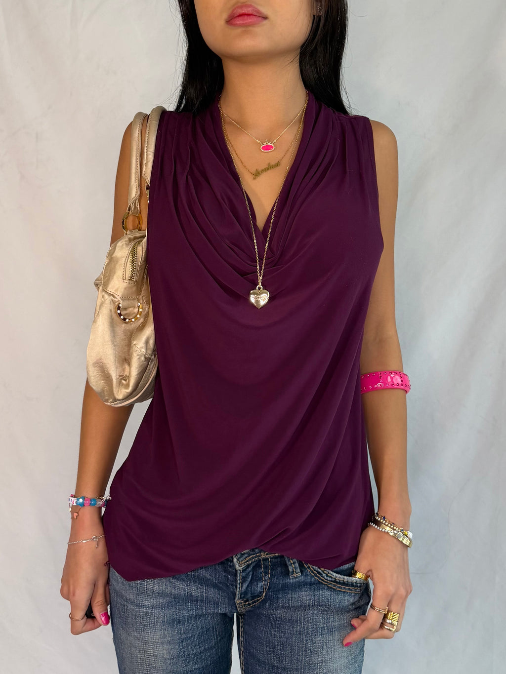vintage plum cowl neck top .𖥔 ݁ ˖