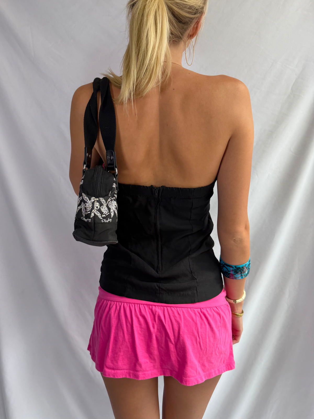 Vintage black corset strapless top