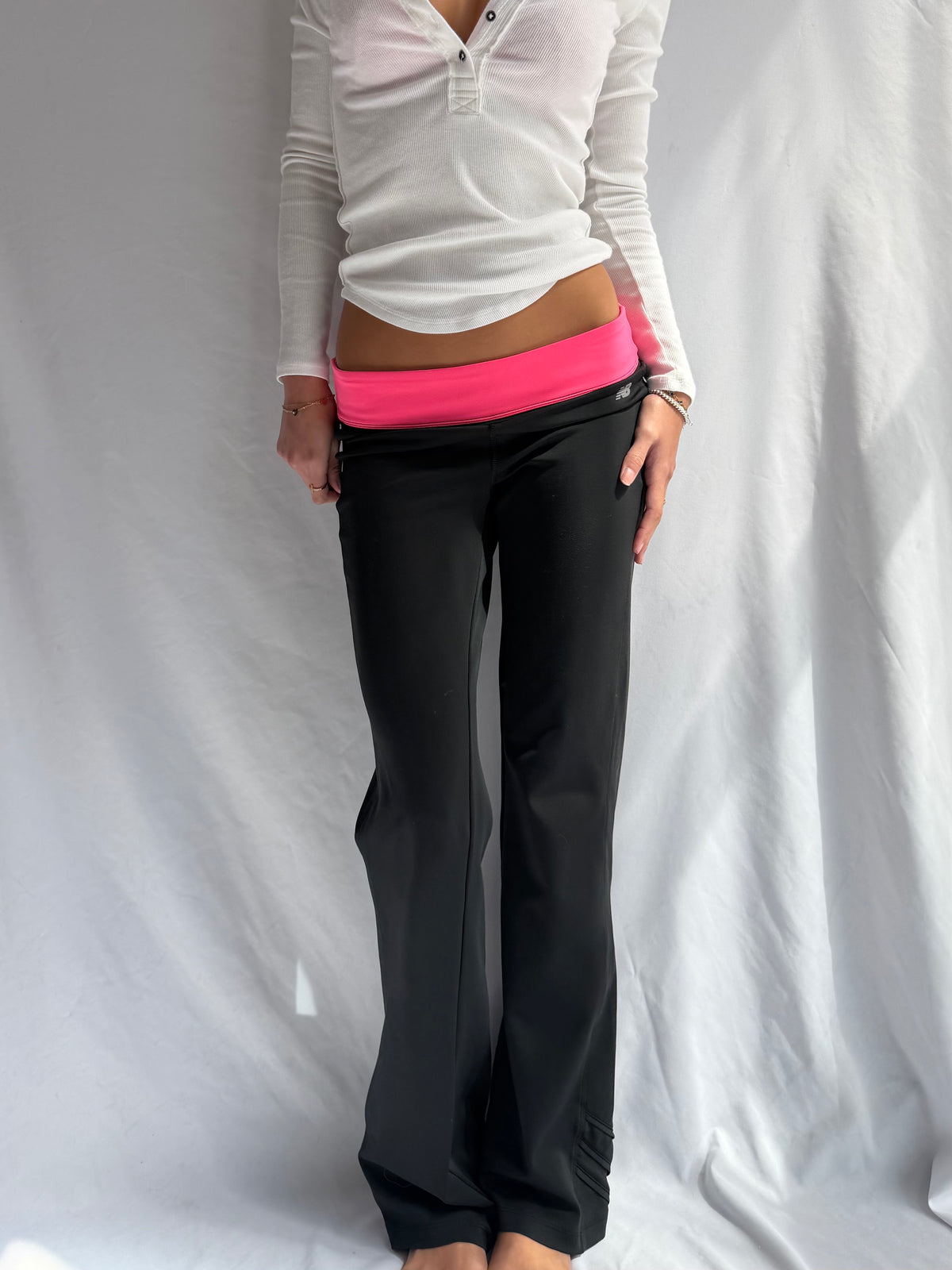 Vintage pink flare foldover leggings