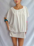 Vintage white draped poncho dress