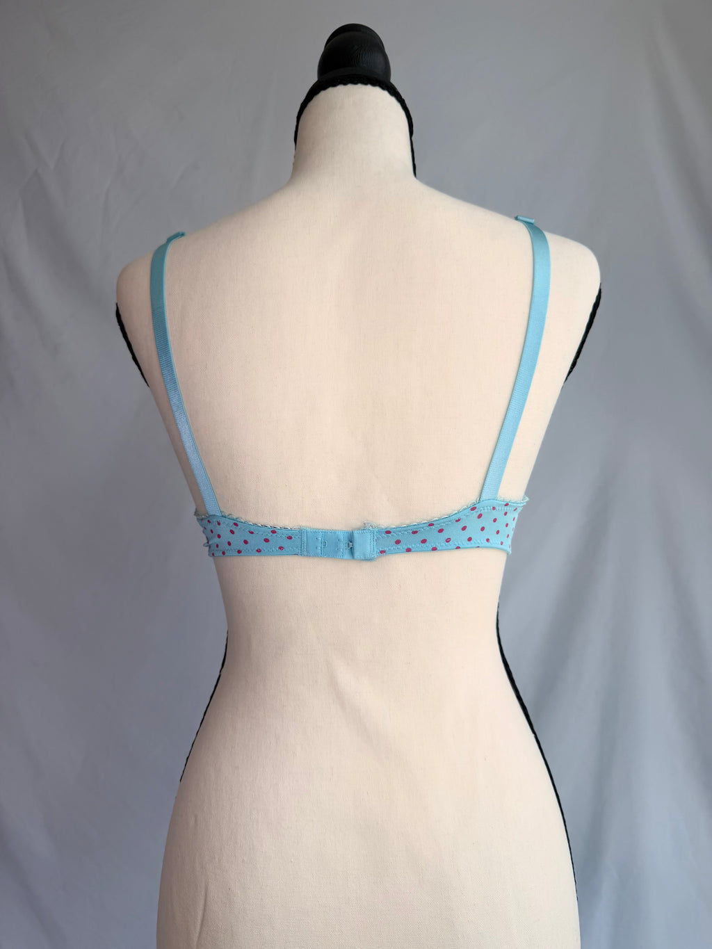 vintage pink blue polka dot bra ♡