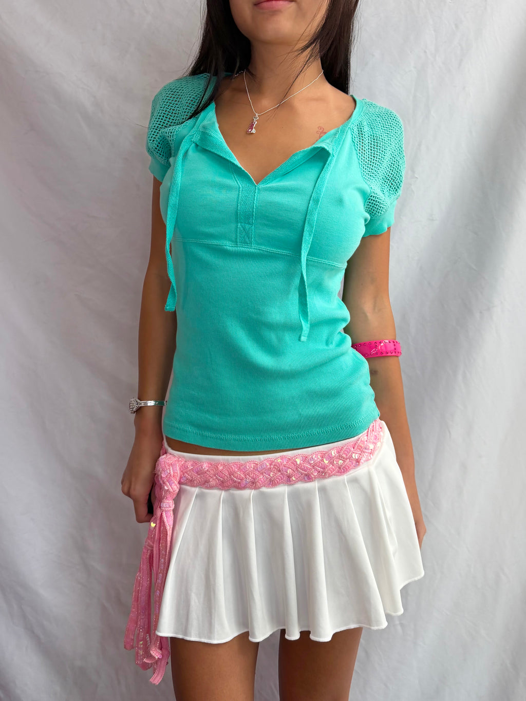 Vintage teal babydoll top
