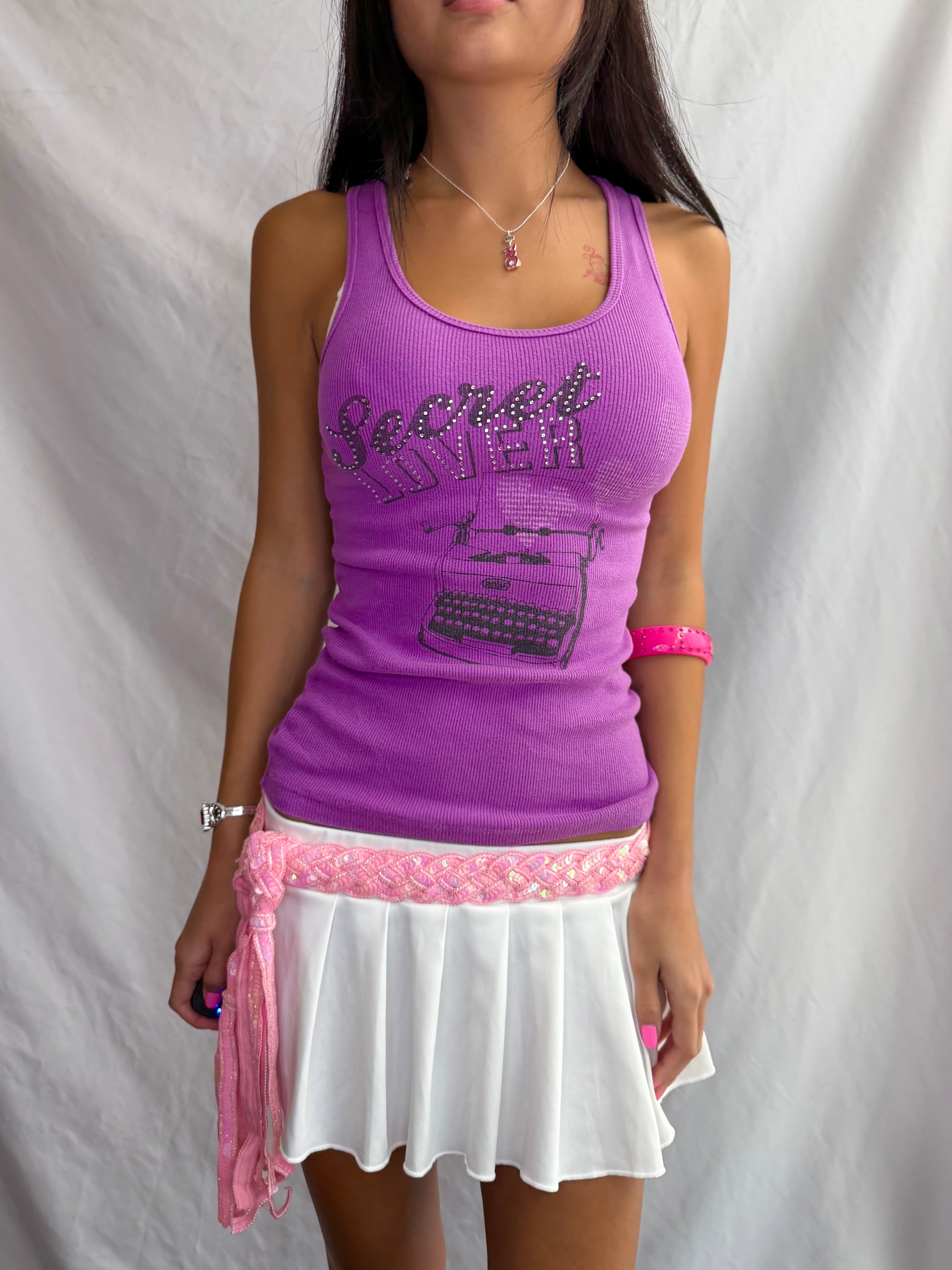 Vintage purple rhinestone tank top