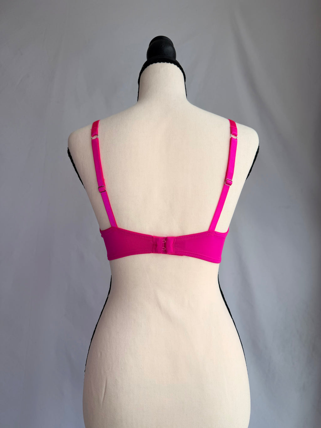 Vintage hot pink lace trim bra