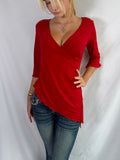 Vintage red asymmetrical long sleeve top