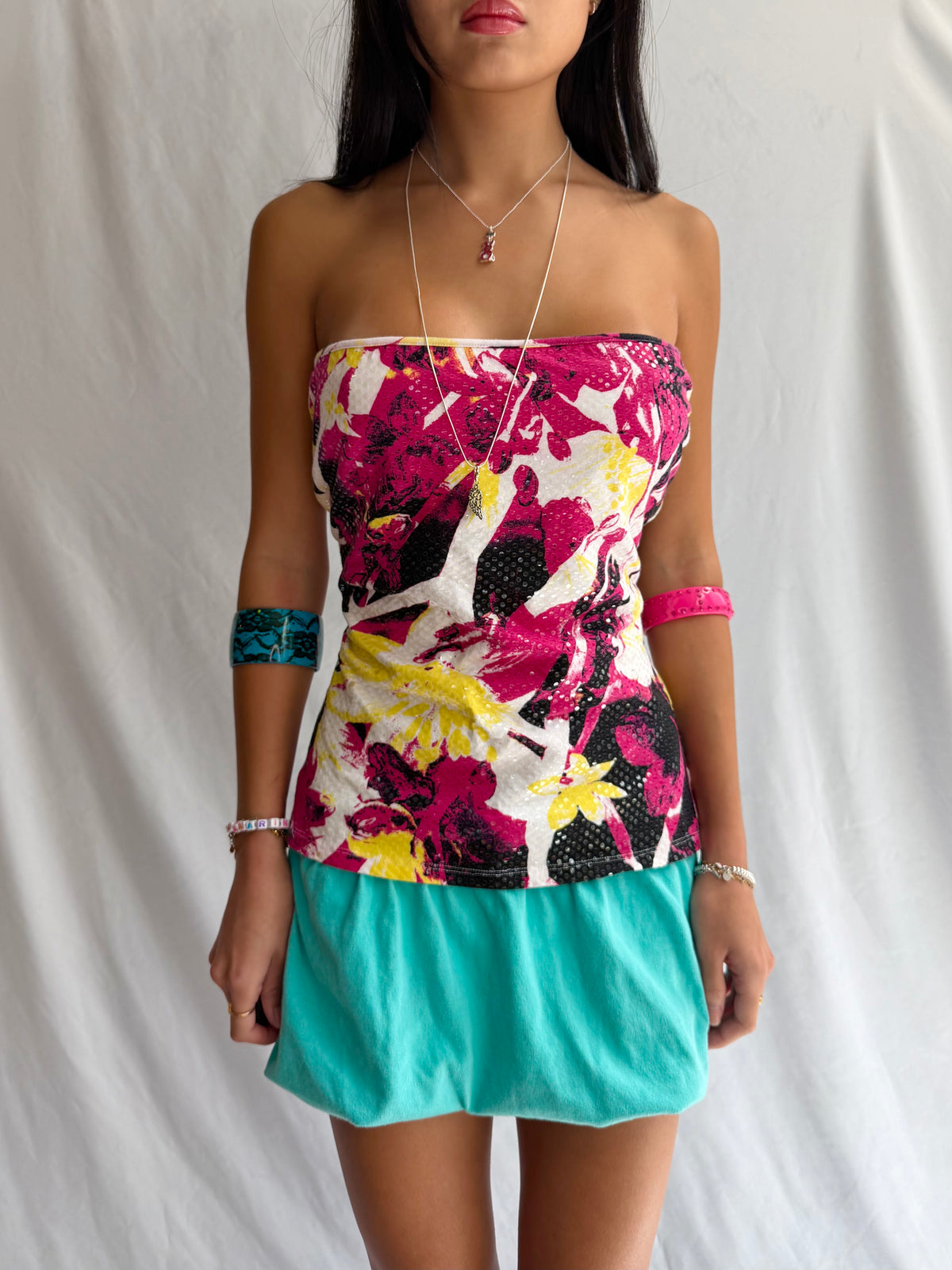Vintage abstract sequin tube top