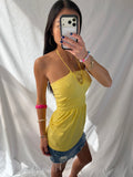 Vintage yellow lace halter top