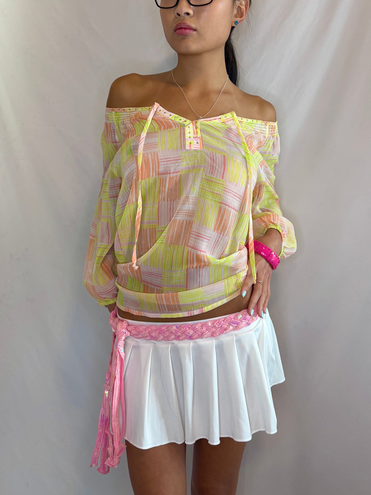 Vintage sheer off the shoulder top
