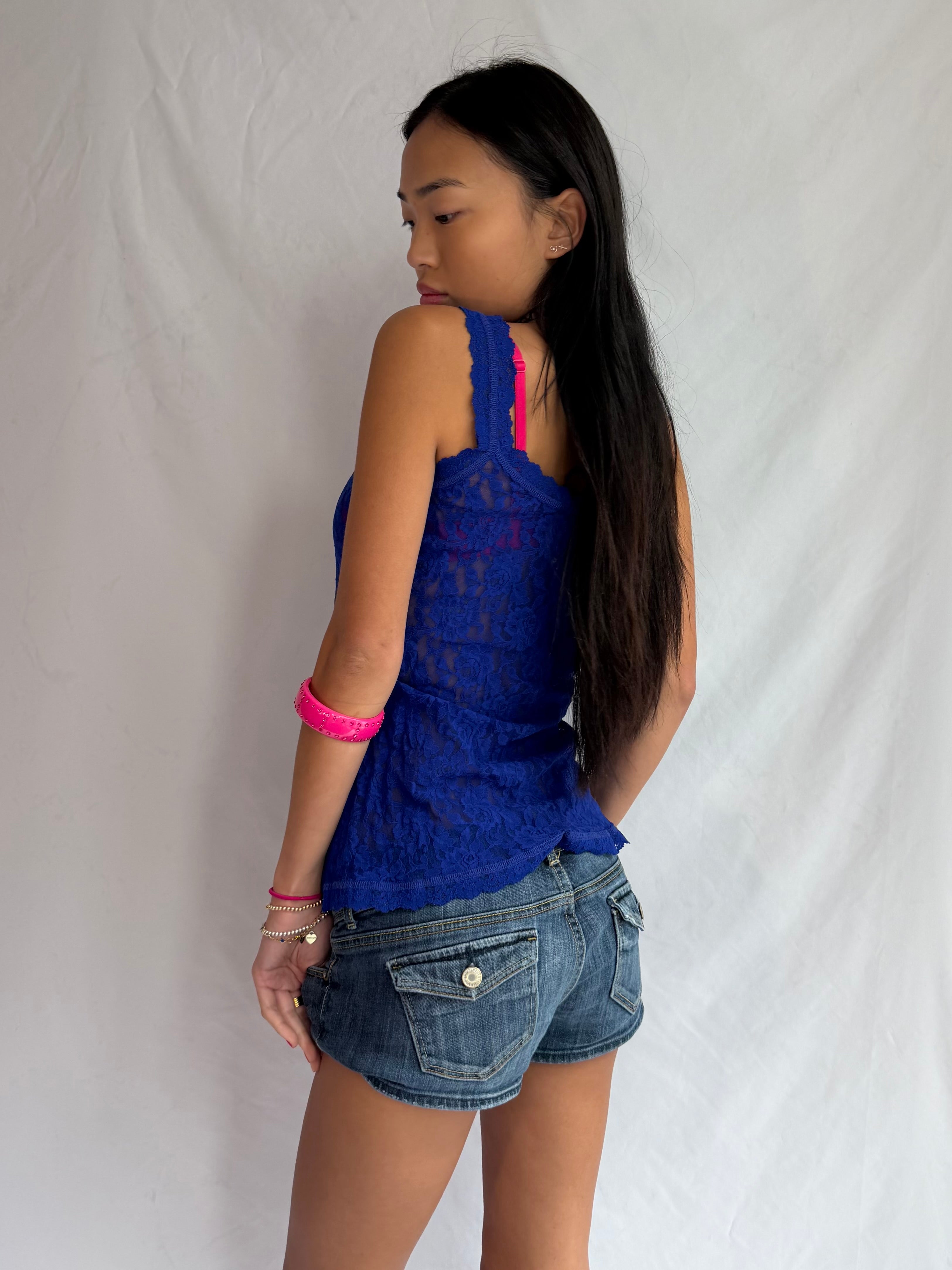 vintage blue lace tank top ⋆.𐙚 ̊