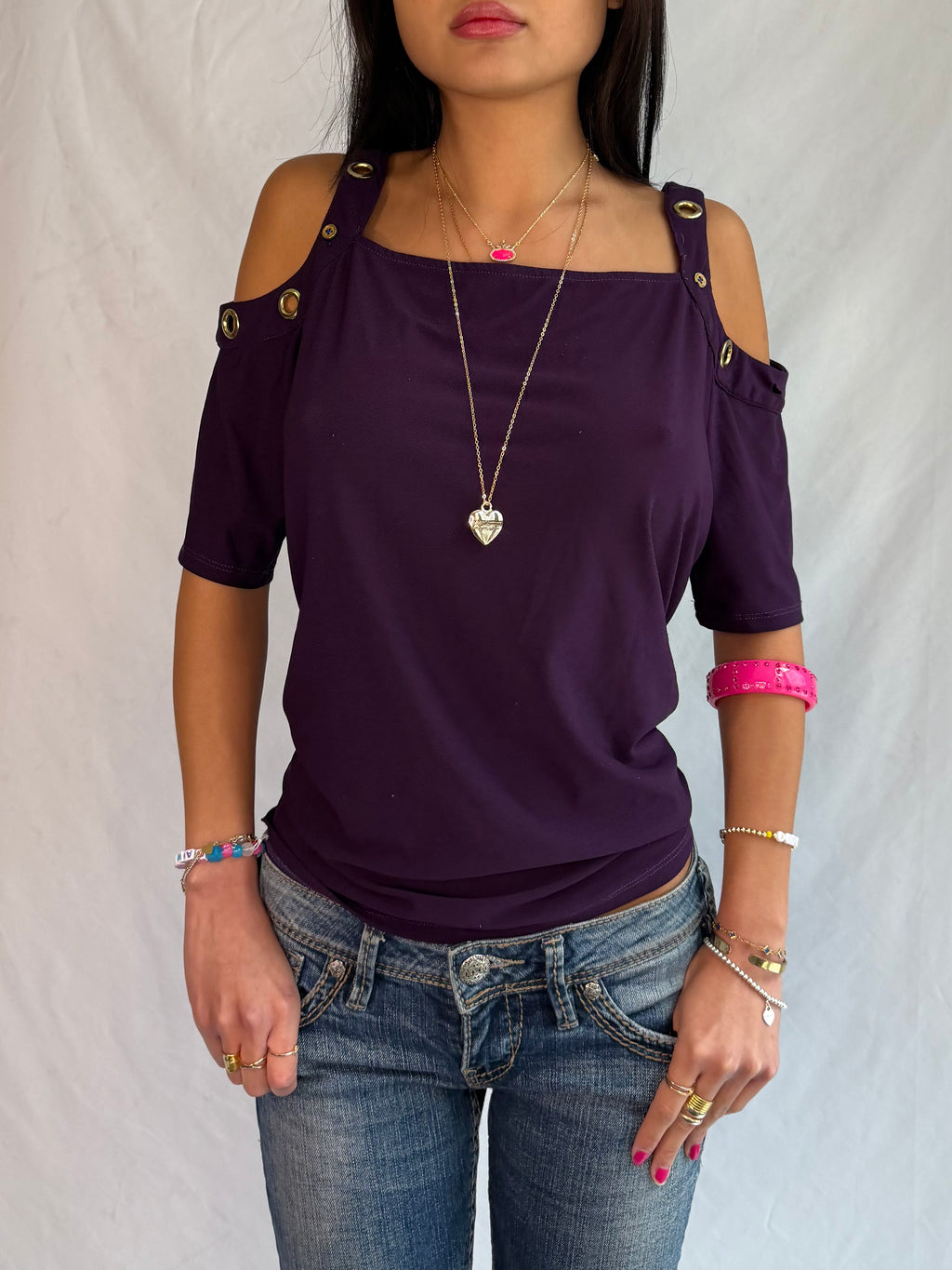 vintage plum off the shoulder top ⋆˙⟡