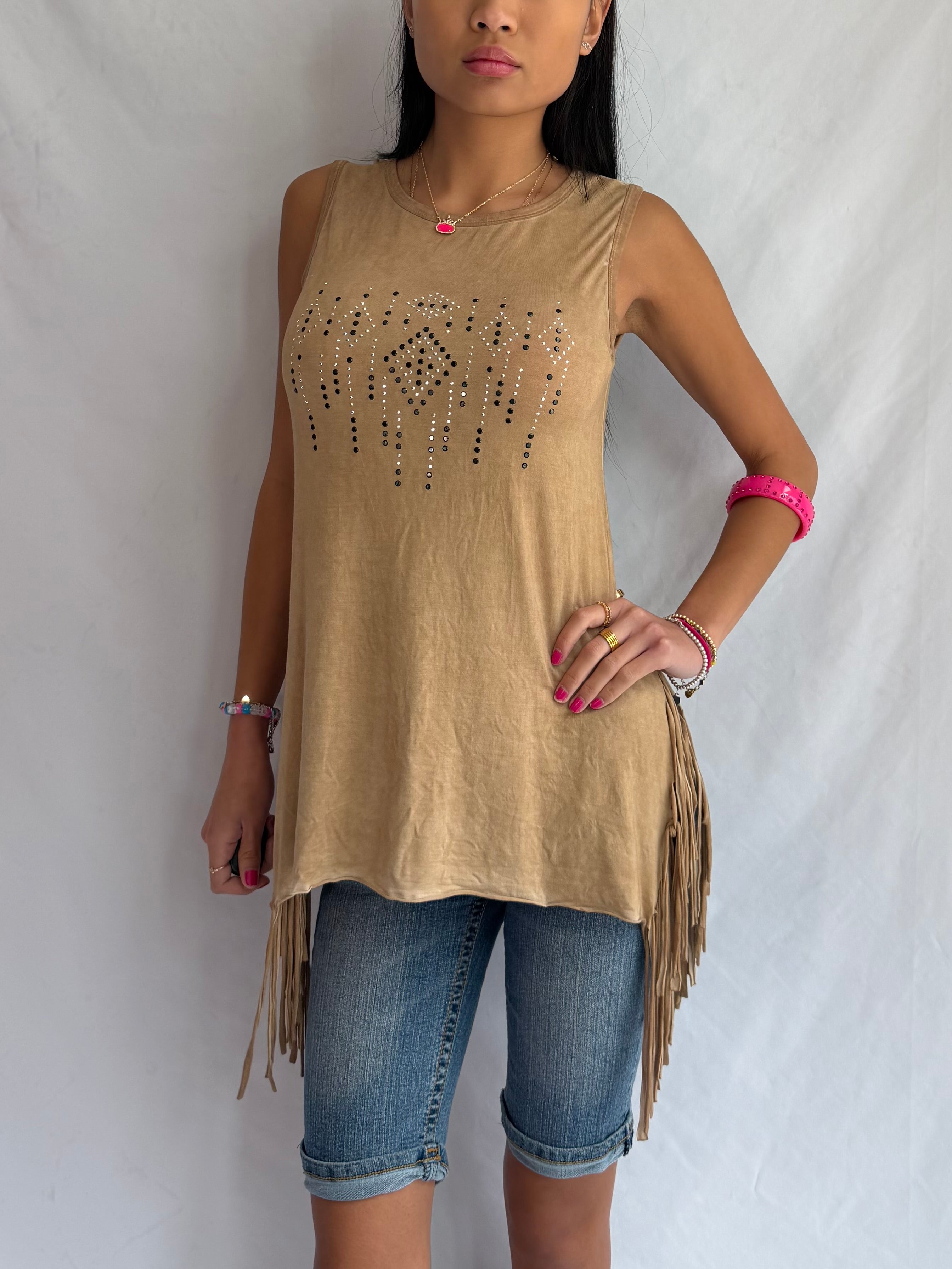 vintage fringe tank top ✶⋆.˚