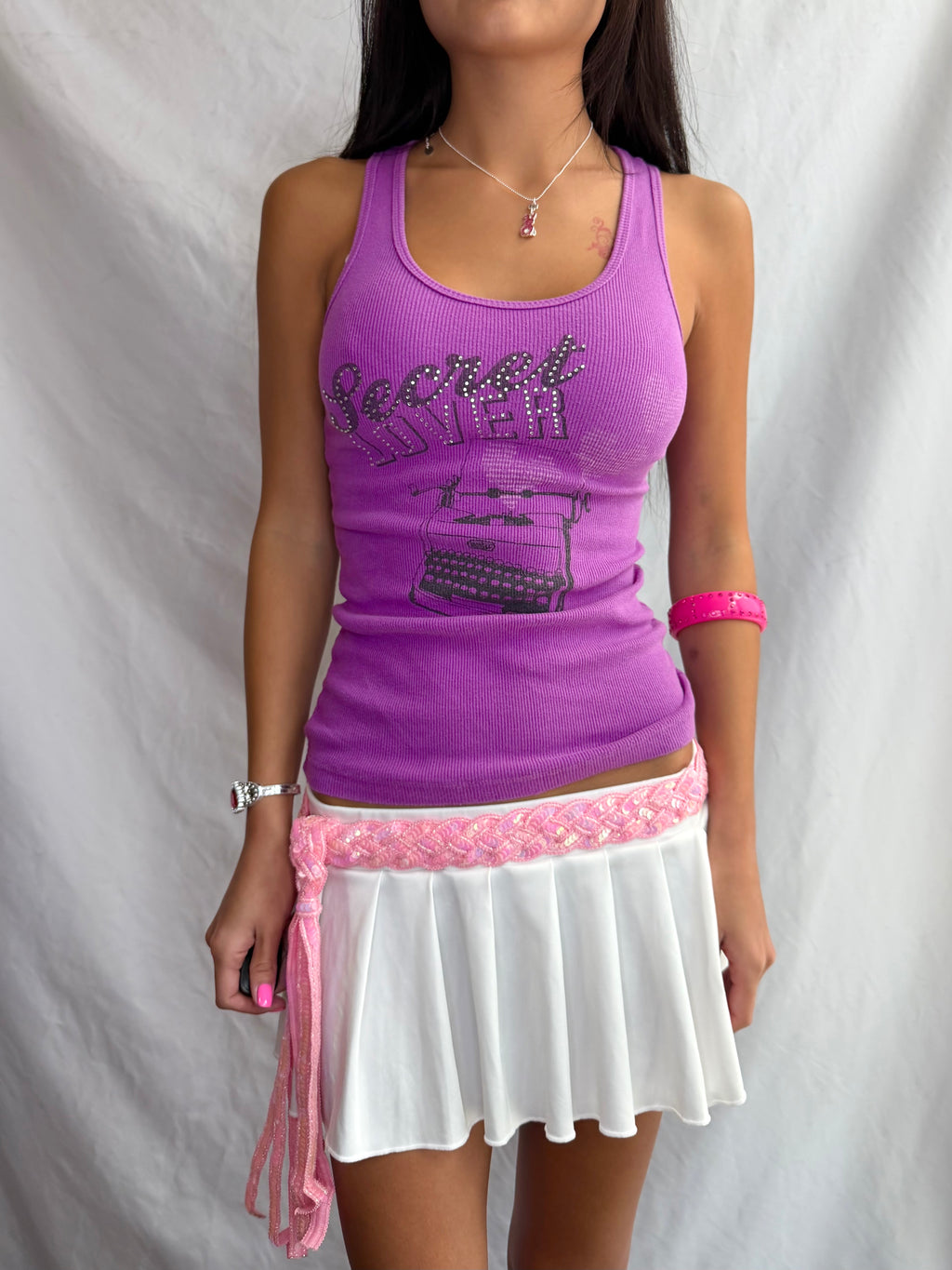 Vintage purple rhinestone tank top