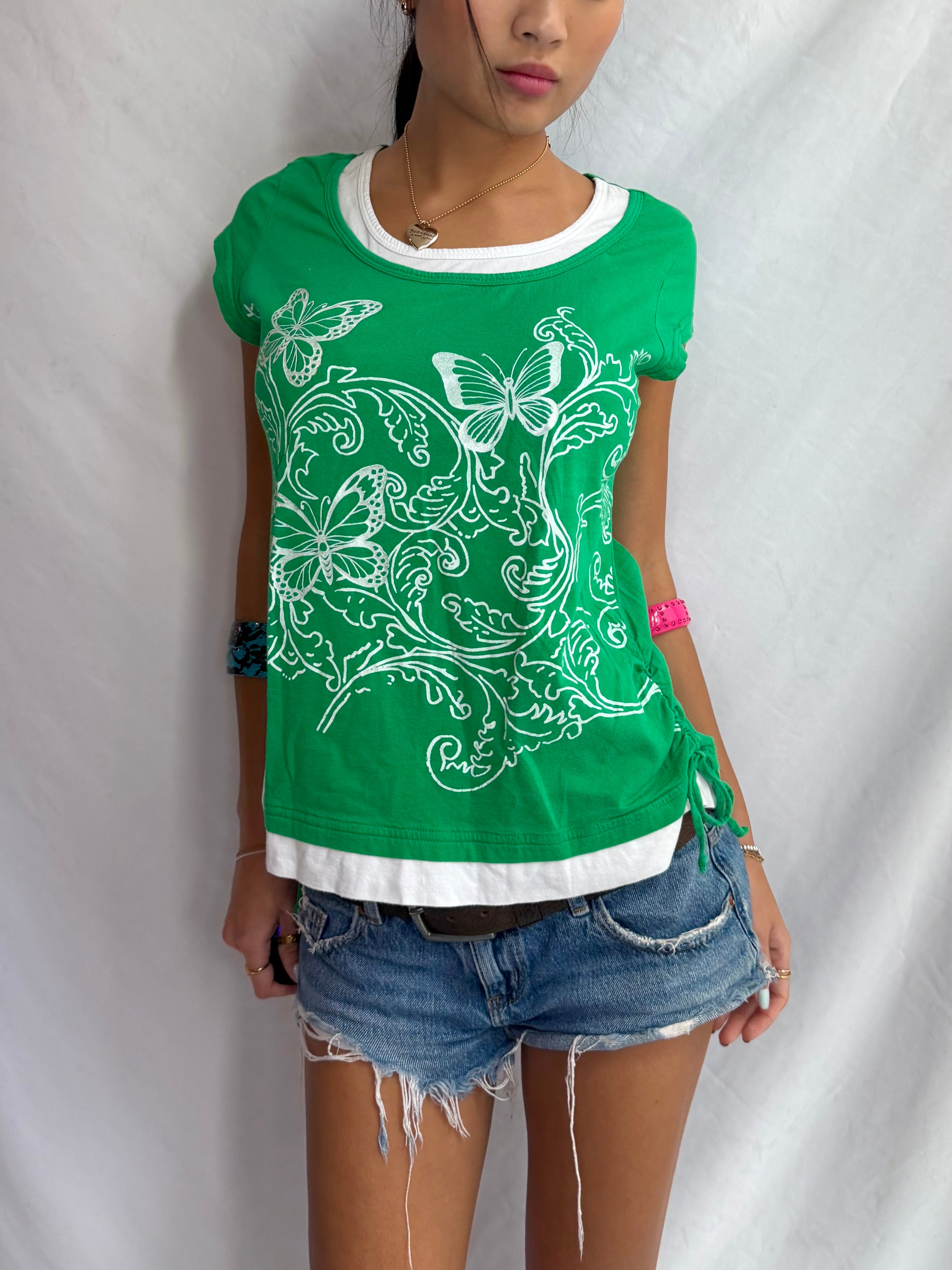 Vintage green layered top