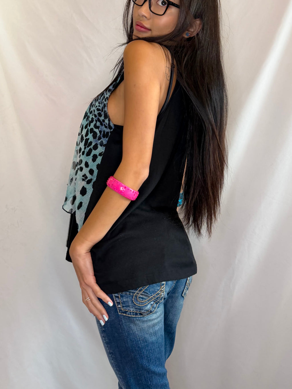 Vintage blue cheetah print tank top